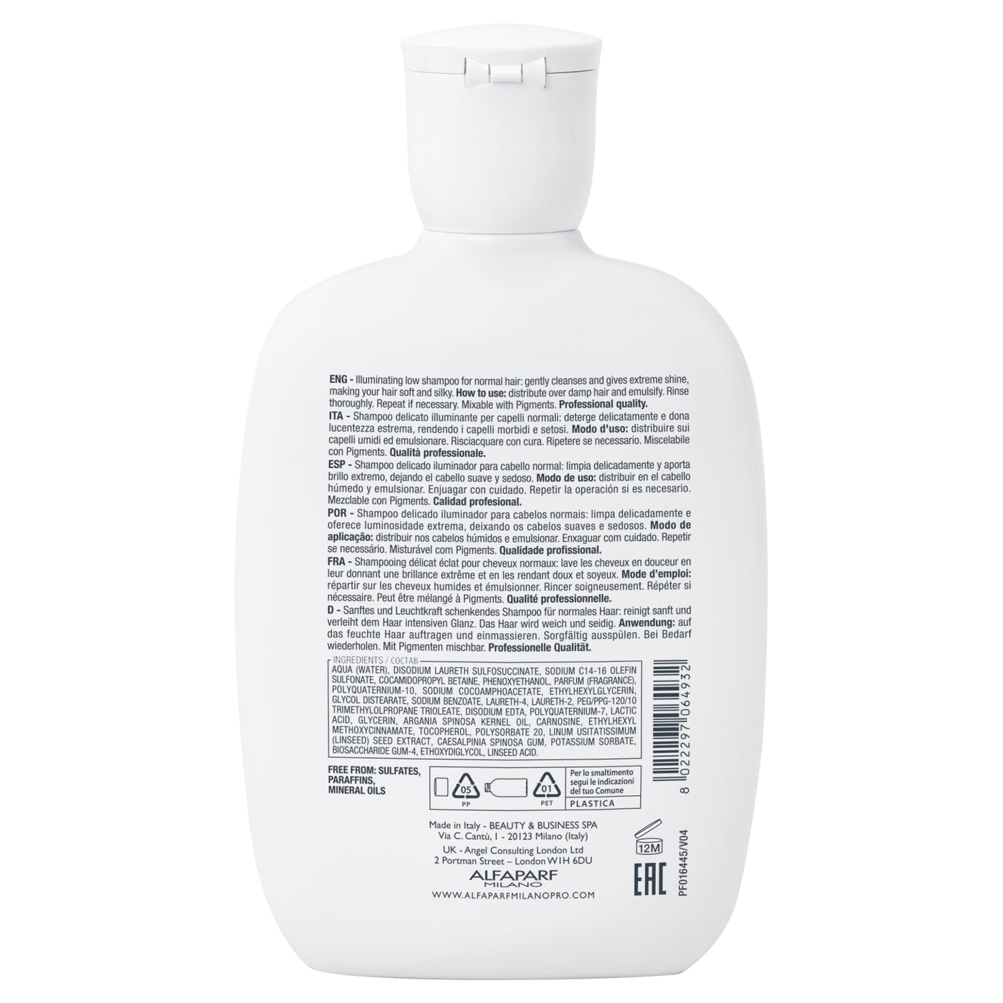 Istruzioni: distribuire sui capelli bagnati ed emulsionare . Risciacquare con cura. Ripetere se necessario.
