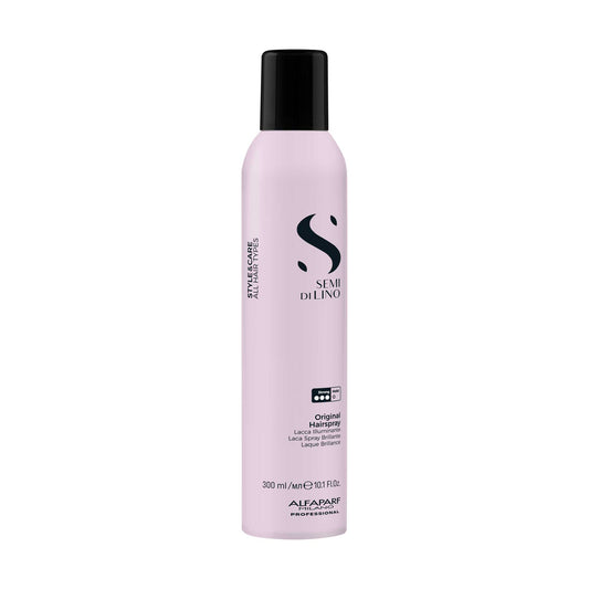 Semi di Lino / Original Hairspray 300ml - Lacca spray illuminante a tenuta forte. Per tutti i tipi di capelli. Asseconda il movimento dei capelli e apporta lucentezza, senza appesantire.
Tenuta forte, utile per fissare naturalmente i raccolti più strutturati.