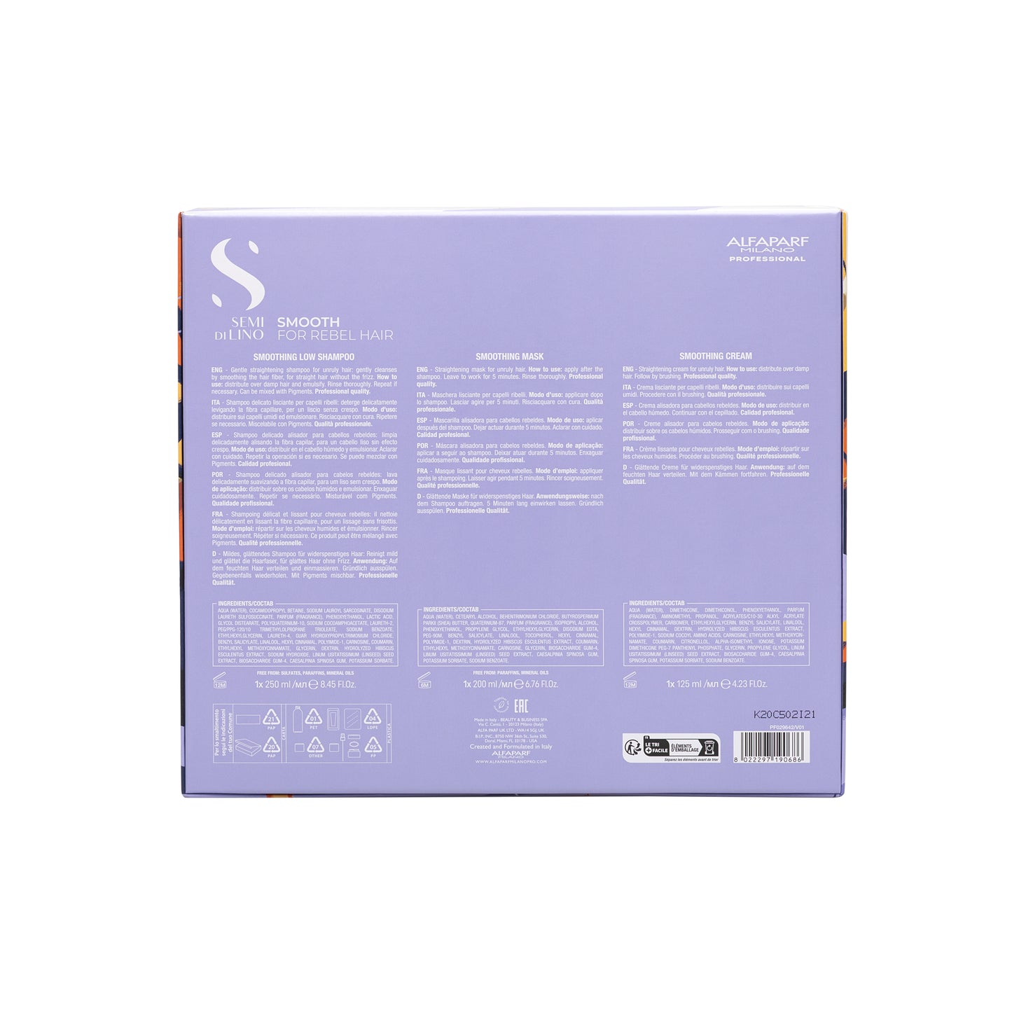 Semi di Lino Holiday Set Smooth / Per capelli ribelli - Smoothing Low Shampoo + Smoothing Mask + Smoothing Cream