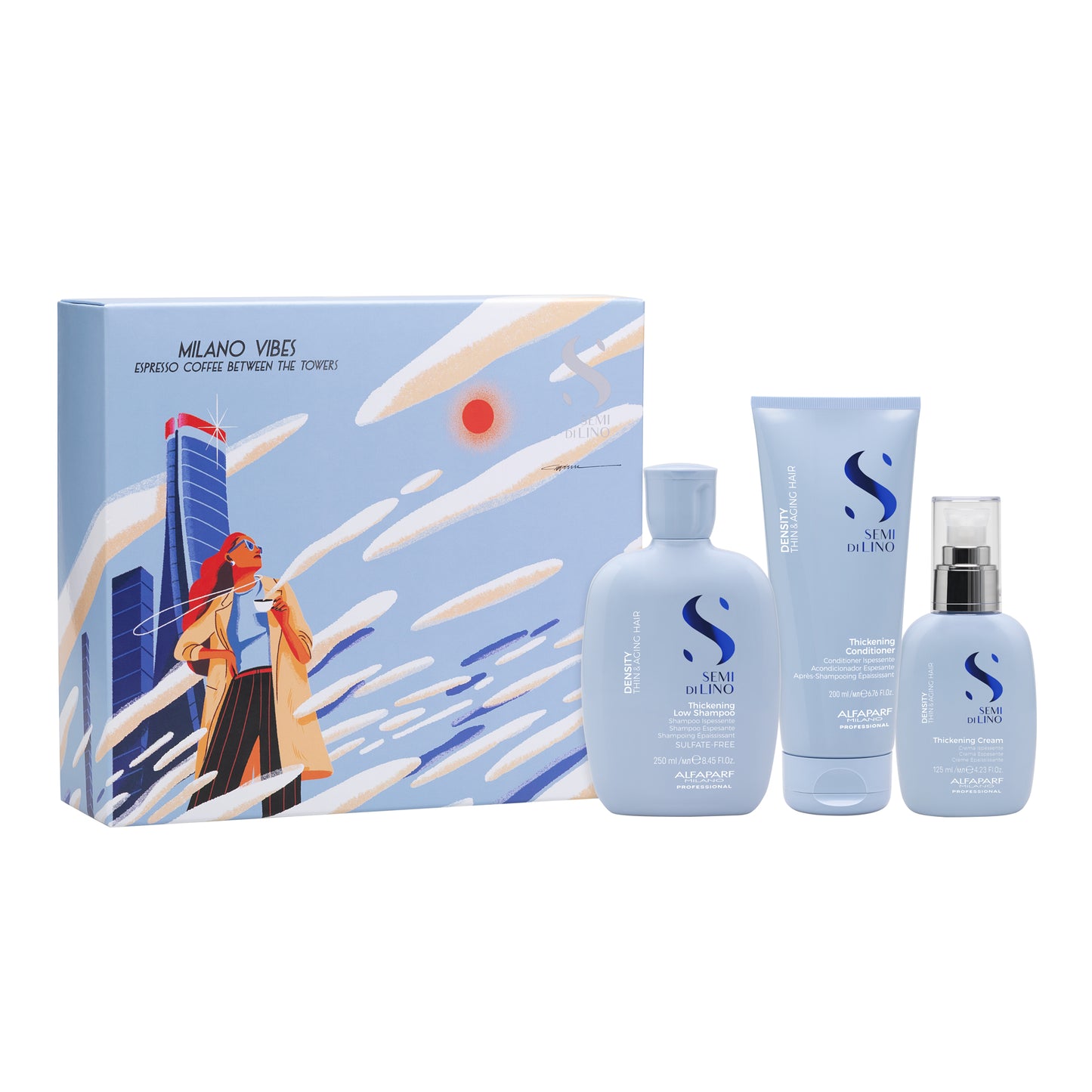 Semi di Lino Holiday Set Density / Per capelli assottiglieti e maturi - Thickening Low Shampoo + Thickening Conditioner + Thickening Cream