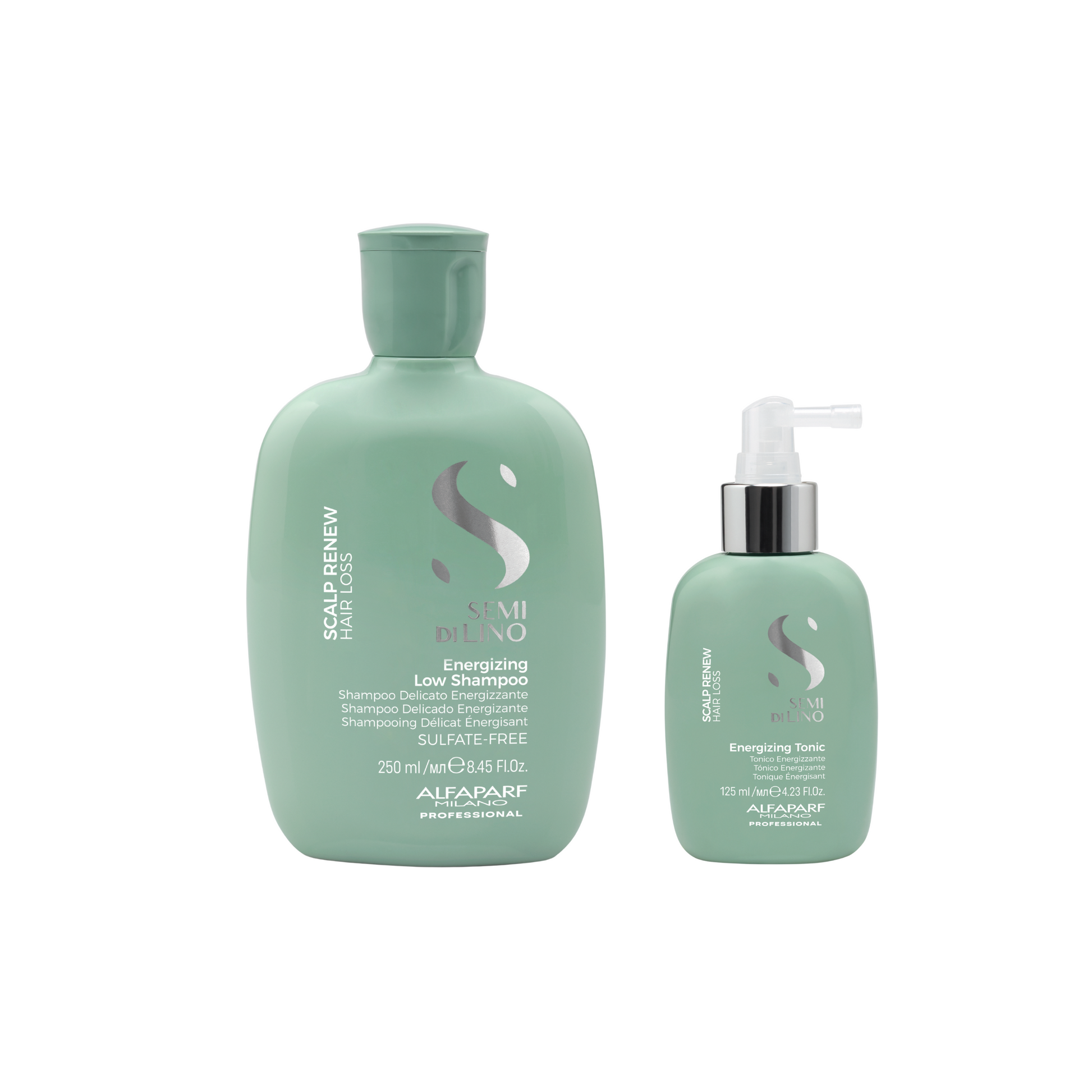 Energizing Low Shampoo:
Deterge delicatamente donando vitalità e nuova energia ai capelli indeboliti, che tendono alla caduta. Cute e fibra capillare ritrovano equilibrio, forza e corposità.
Energizing Tonic:
Energizza e riequilibra aiutando a mantenere lo stato ottimale del cuoio capelluto. Con effetto fresco. Cute e fibra capillare ritrovano equilibrio, forza e corposità.
Formula Vegan
