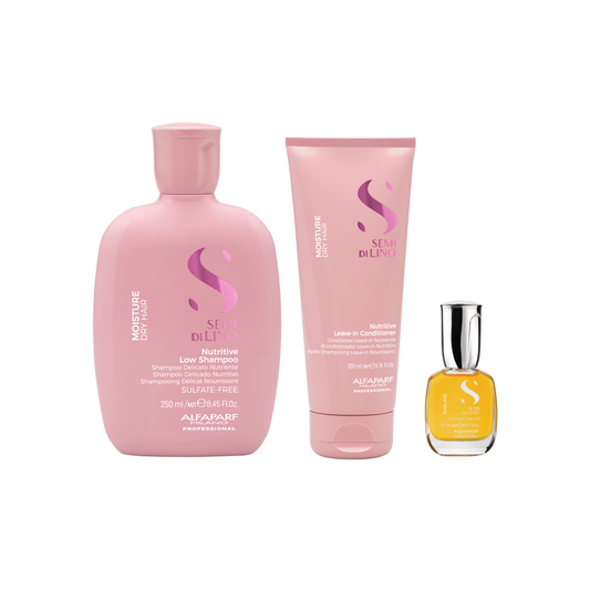 Set Semi di Lino / Nutritive Low Shampoo + Maschera + Leave-in + Cristalli Liquidi