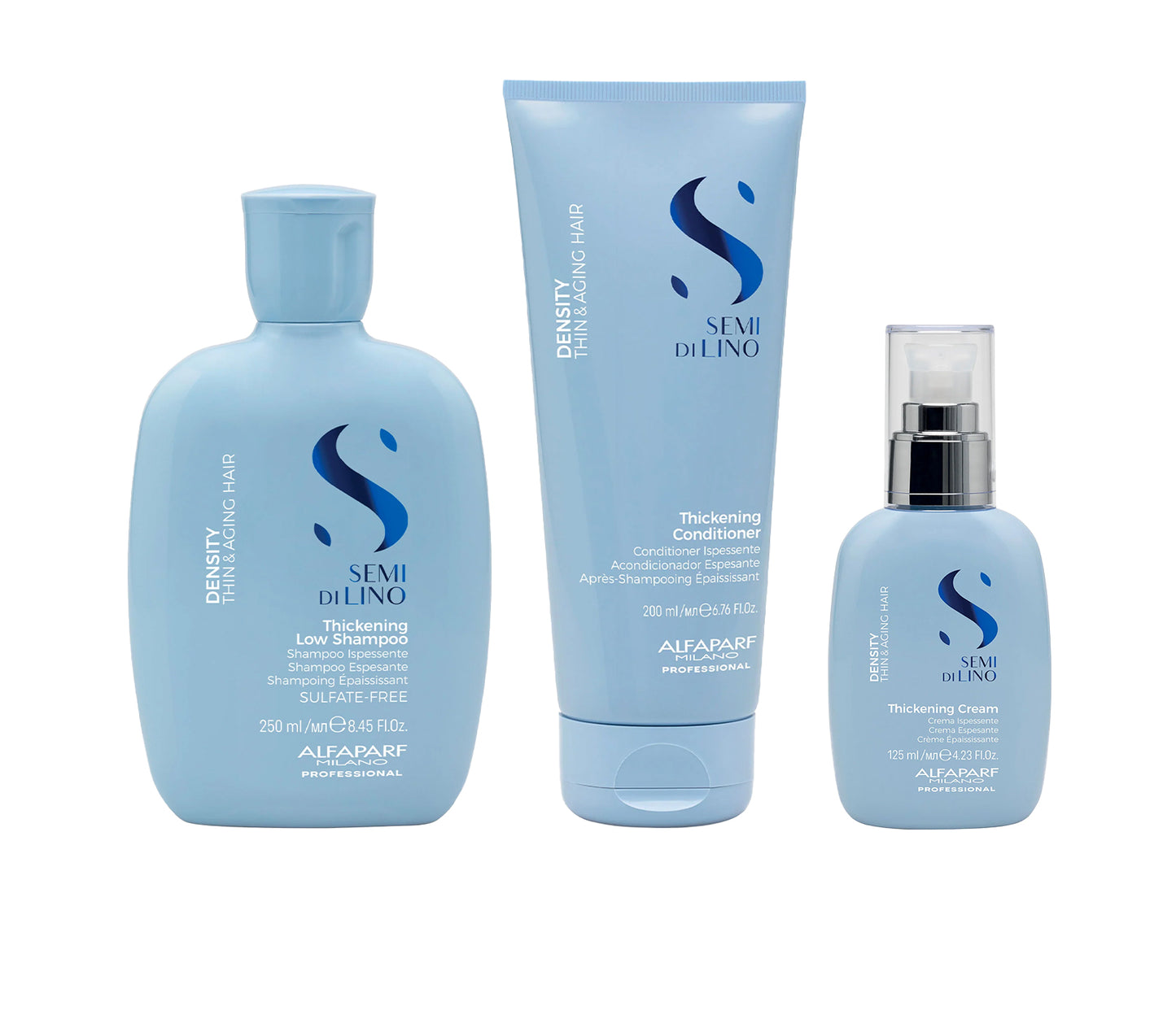 Set Semi di Lino / Density Thickening Low Shampoo + Conditioner + Leave-in Cream