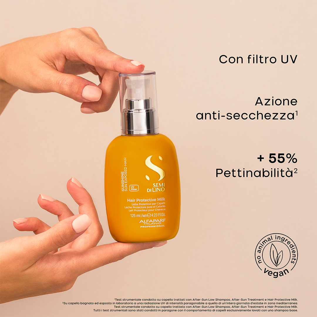 Semi di Lino / Sunshine Hair Protective Milk Latte leave-in con filtro UV dall'azione idratante per capelli esposti al sole
