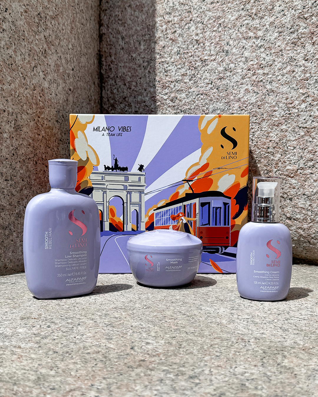 Semi di Lino Holiday Set Smooth / Per capelli ribelli - Smoothing Low Shampoo + Smoothing Mask + Smoothing Cream
