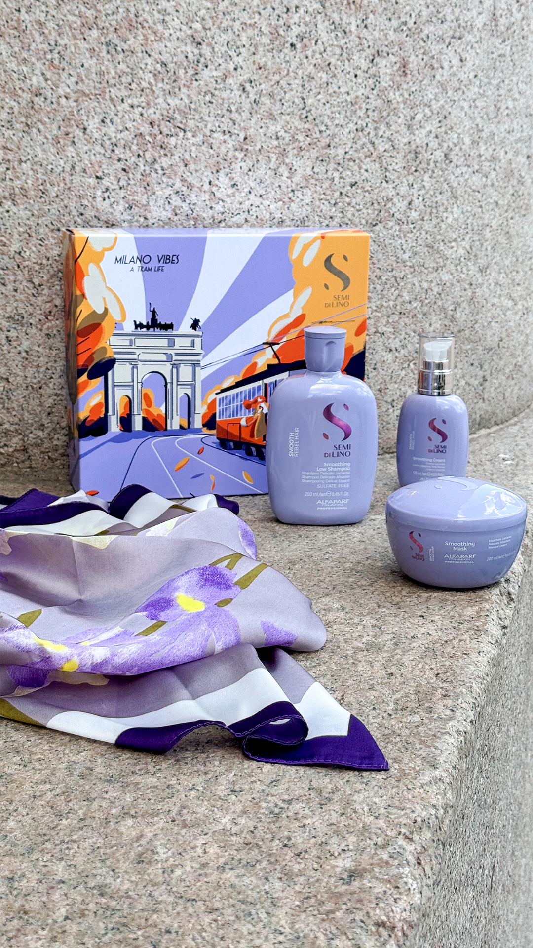 Semi di Lino Holiday Set Smooth / Per capelli ribelli - Smoothing Low Shampoo + Smoothing Mask + Smoothing Cream