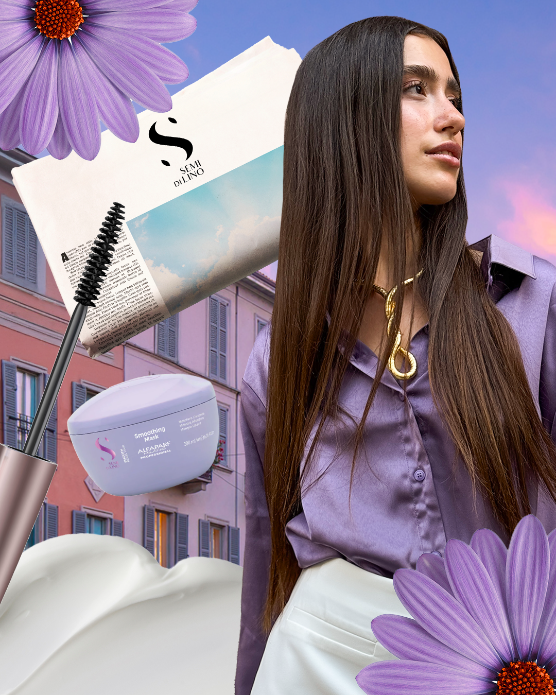 Semi di Lino Holiday Set Smooth / Per capelli ribelli - Smoothing Low Shampoo + Smoothing Mask + Smoothing Cream