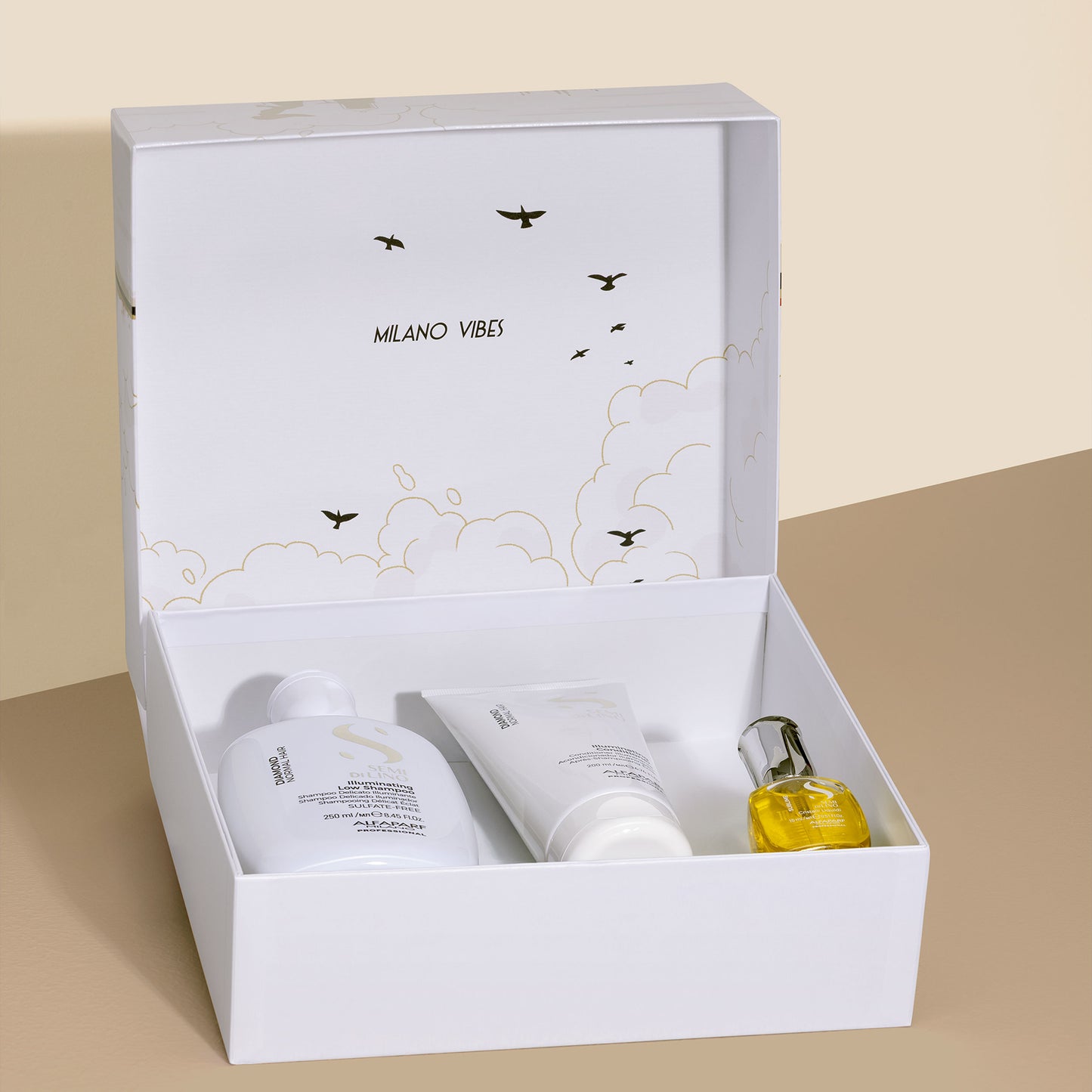 Semi di Lino Holiday Set Diamond / Per capelli normali - Illuminating Low Shampoo + Illuminating Conditioner + Cristalli Liquidi