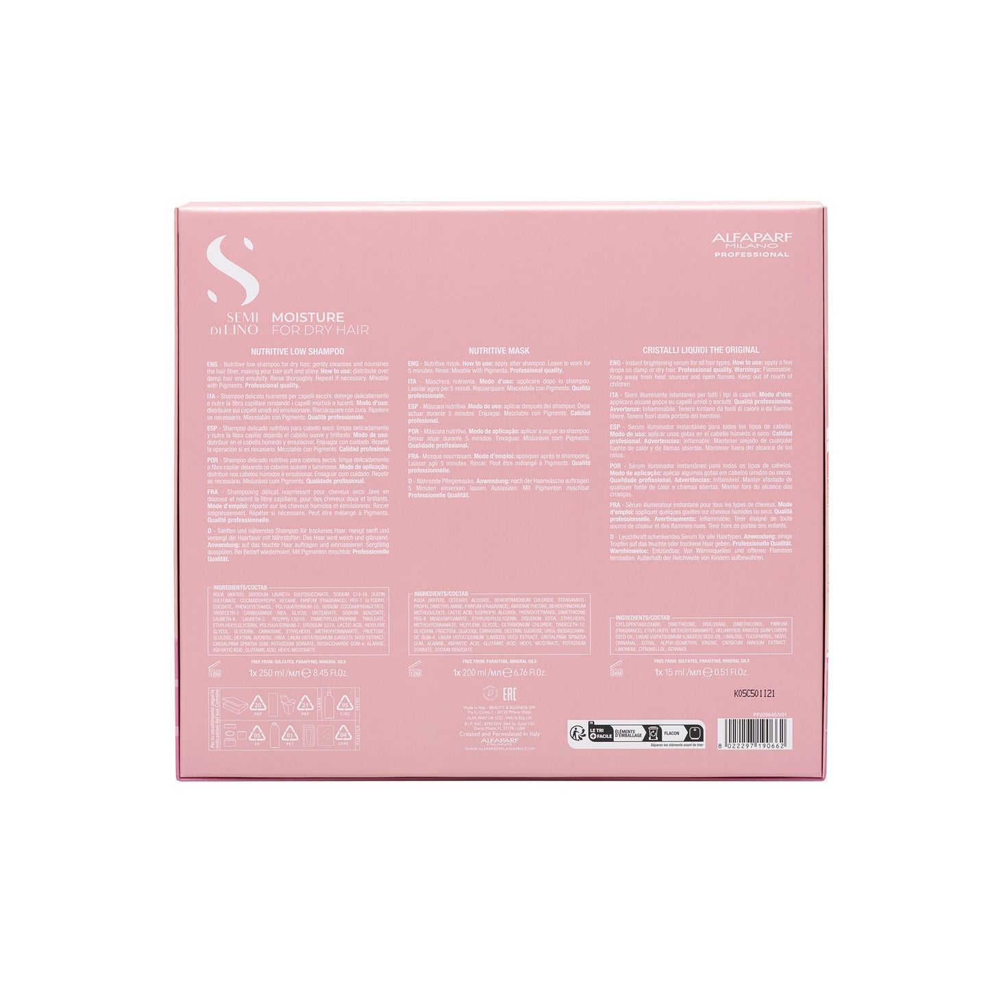 Semi di Lino Holiday Set Moisture / Per capelli secchi - Nutritive Low Shampoo + Nutritive Mask + Cristalli Liquidi