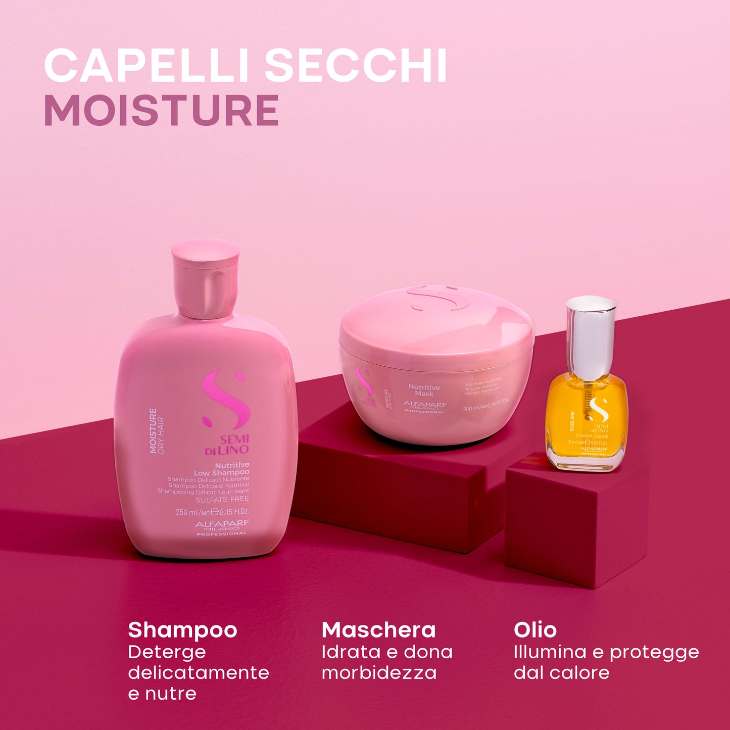 Semi di Lino Holiday Set Moisture / Per capelli secchi - Nutritive Low Shampoo + Nutritive Mask + Cristalli Liquidi