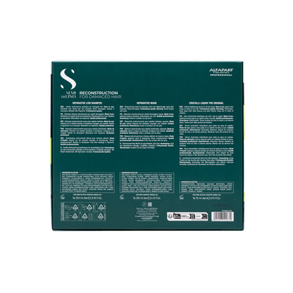 Semi di Lino Holiday Set Reconstruction / Per capelli danneggiati - Reparative Low Shampoo + Reparative Mask + Cristalli Liquidi