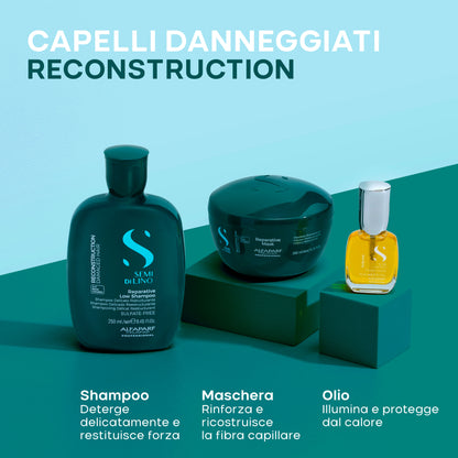 Semi di Lino Holiday Set Reconstruction / Per capelli danneggiati - Reparative Low Shampoo + Reparative Mask + Cristalli Liquidi