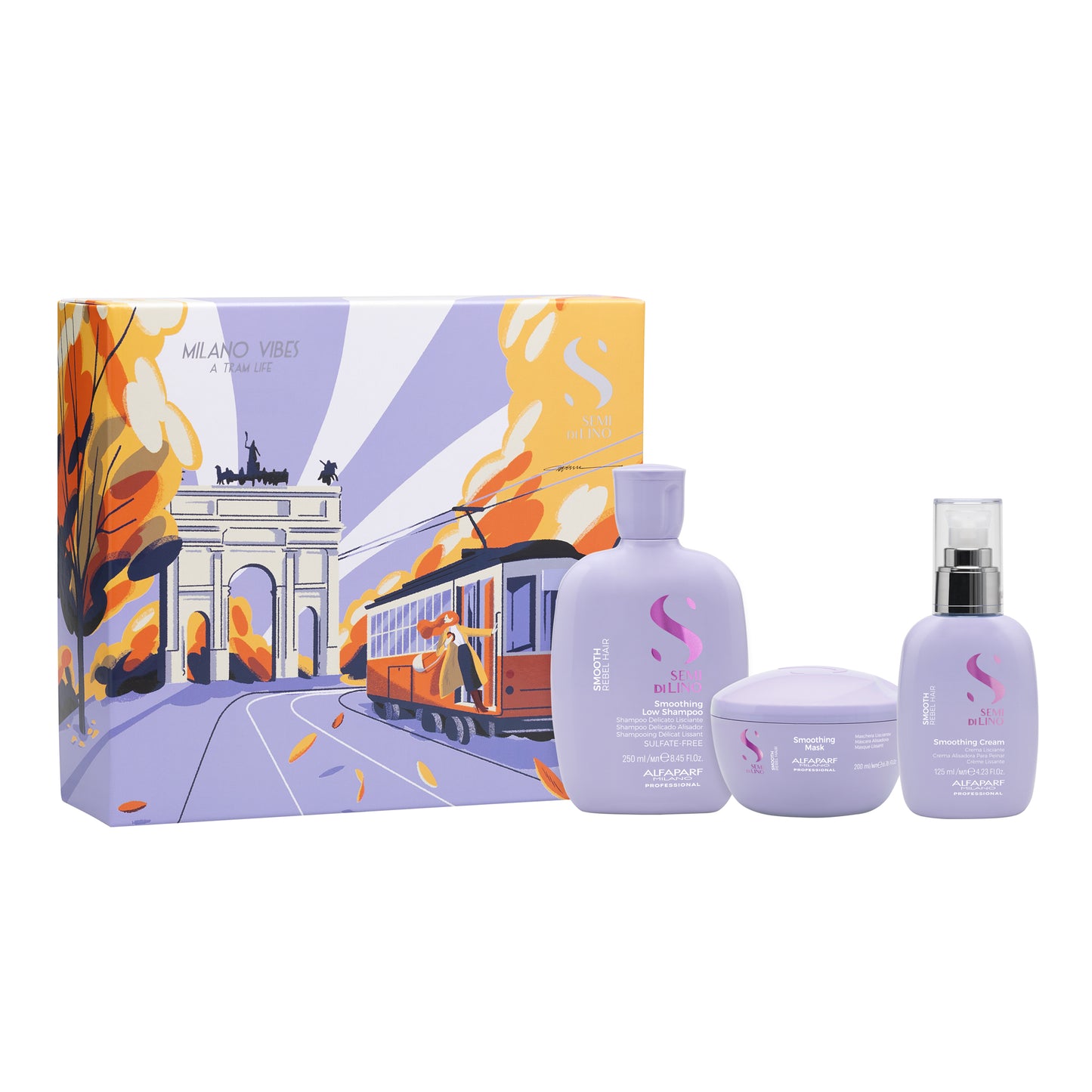 Semi di Lino Holiday Set Smooth / Per capelli ribelli - Smoothing Low Shampoo + Smoothing Mask + Smoothing Cream