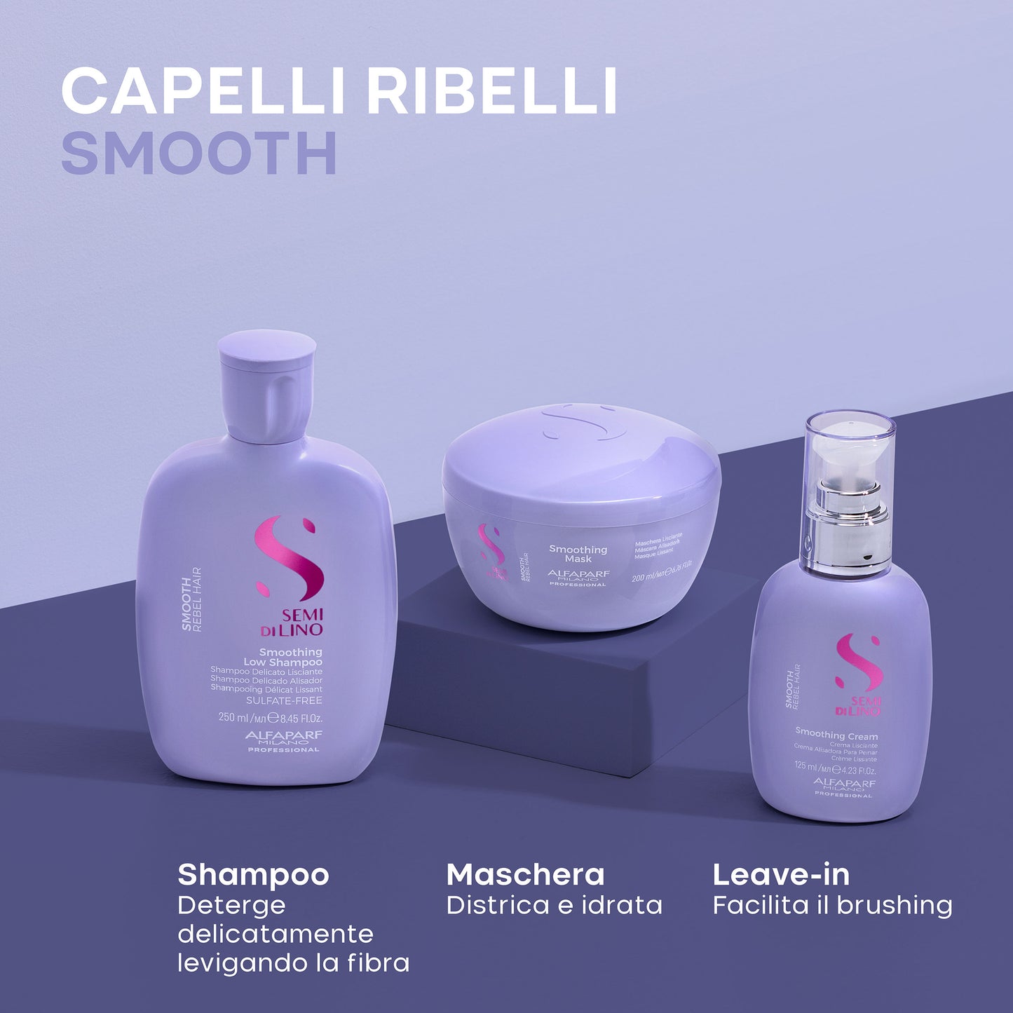 Semi di Lino Holiday Set Smooth / Per capelli ribelli - Smoothing Low Shampoo + Smoothing Mask + Smoothing Cream