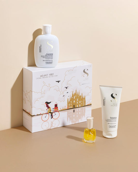 Semi di Lino Holiday Set Diamond / Per capelli normali - Illuminating Low Shampoo + Illuminating Conditioner + Cristalli Liquidi