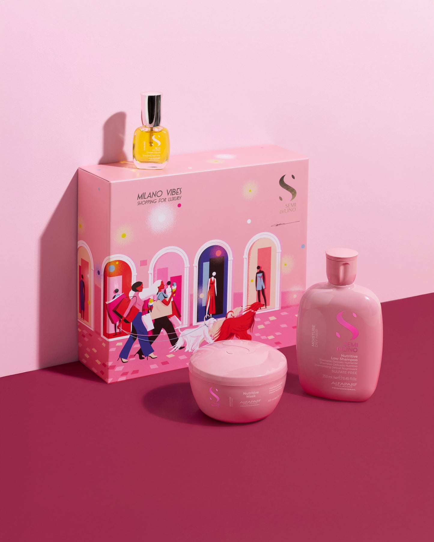 Semi di Lino Holiday Set Moisture / Per capelli secchi - Nutritive Low Shampoo + Nutritive Mask + Cristalli Liquidi