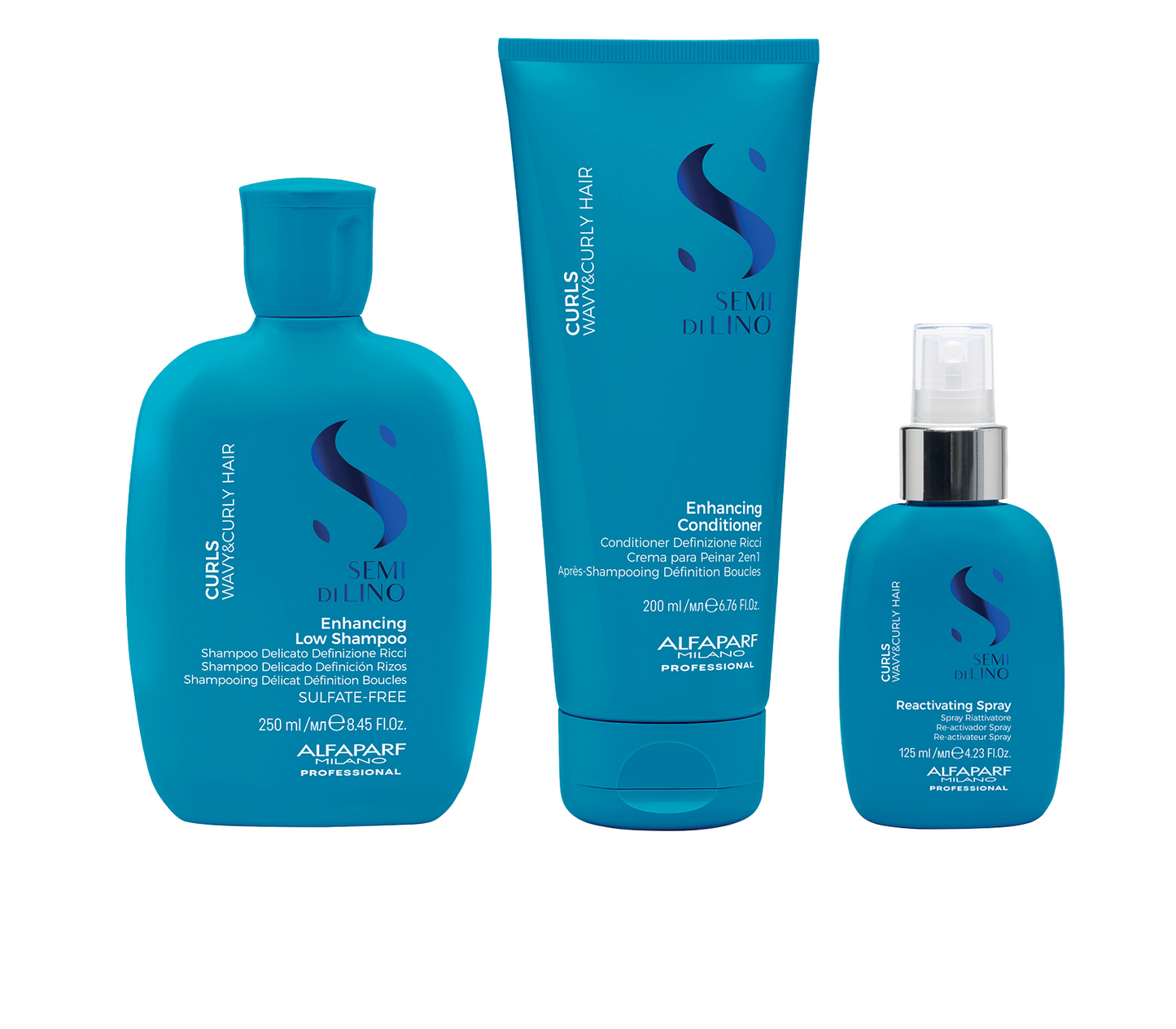 Set Semi di Lino / Enhancing Low Shampoo + Conditioner + Reactivating Spray