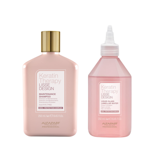 Set Keratin Therapy Lisse Design / Mantainance shampoo + Liquid Glass Lamellar Water