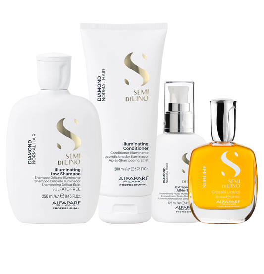 Set Semi di Lino / Illuminating Low Shampoo + Conditioner + All-In-1 Fluid + Cristalli Liquidi 50ml