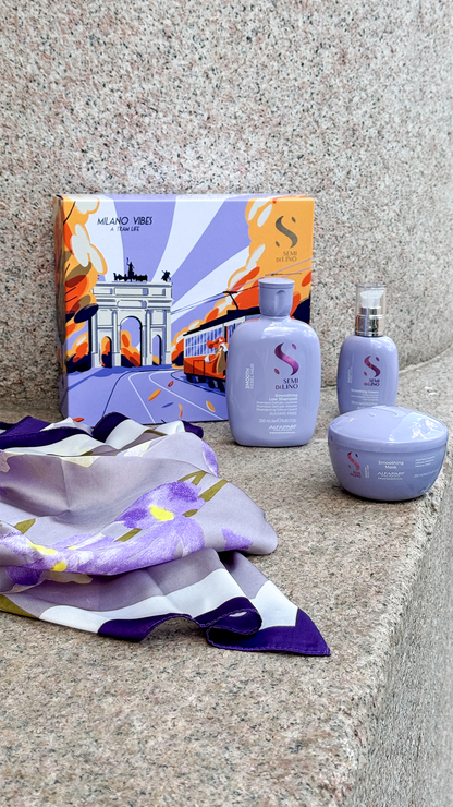 Semi di Lino Holiday Set Smooth / Per capelli ribelli - Smoothing Low Shampoo + Smoothing Mask + Smoothing Cream
