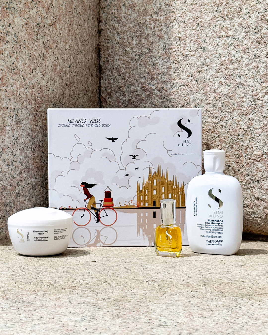 Semi di Lino Holiday Set Diamond / Per capelli normali - Illuminating Low Shampoo + Illuminating Conditioner + Cristalli Liquidi