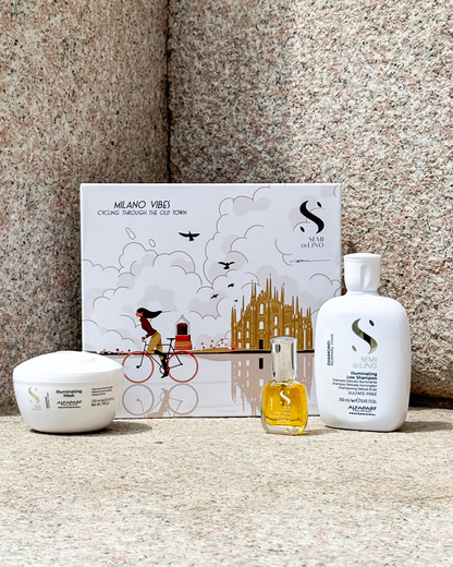 Semi di Lino Holiday Set Diamond / Per capelli normali - Illuminating Low Shampoo + Illuminating Conditioner + Cristalli Liquidi